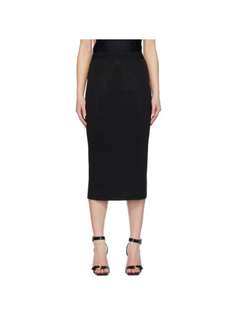 VERSACE JEANS COUTURE Black Crystal-Cut Midi Skirt
