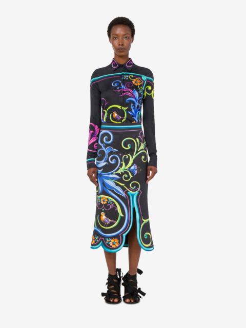 Moschino PRINTED COTTON GABARDINE SKIRT