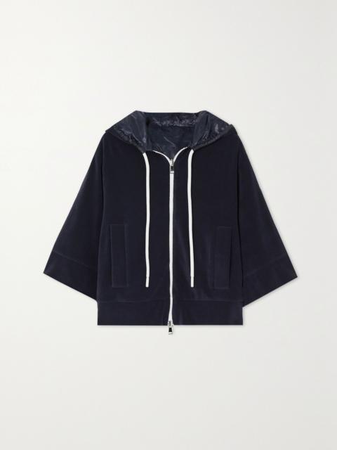 Moncler Cotton-blend terry hoodie Navy