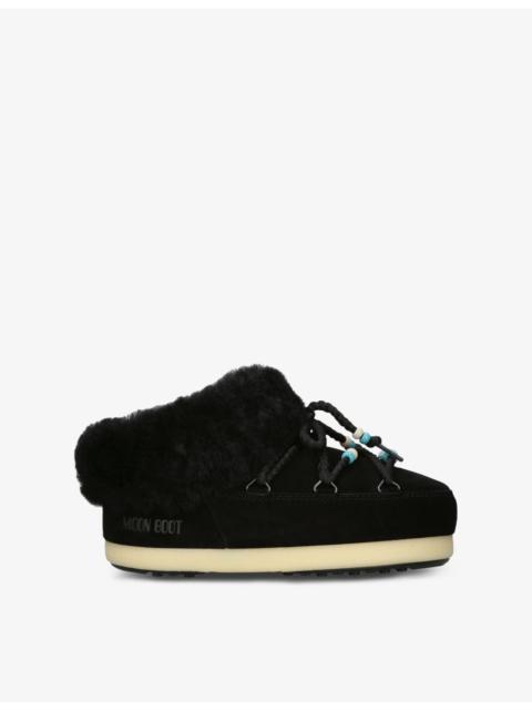 MOON BOOT Bead-embellished suede mules