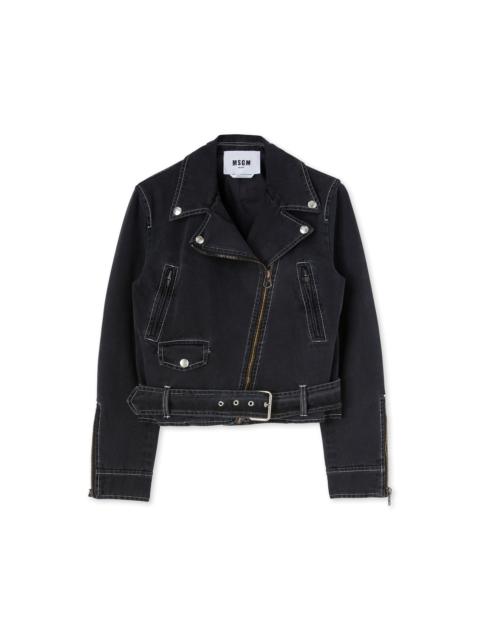 "Black Denim with Stitches" Biker jacket