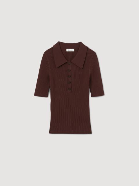 Sandro SHORT-SLEEVED POLO NECK SWEATER