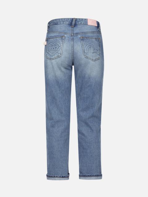EVISU SEAGULL AND HEART EMBOSSED FASHION FIT JEANS