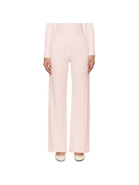 LESET Pink Pointelle Boxer Lounge Pants