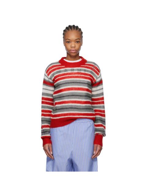 Marni Gray & Red Striped Mohair Sweater