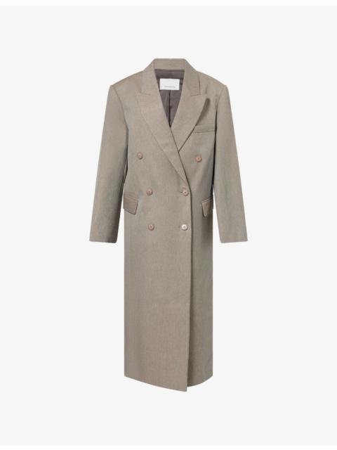The Frankie Shop Jane Double-Breasted Woven Long Coat