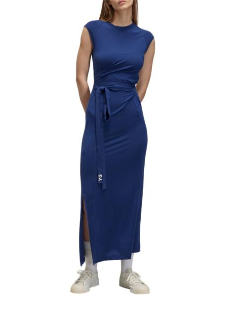 Y-3 belted stripe-detail dress