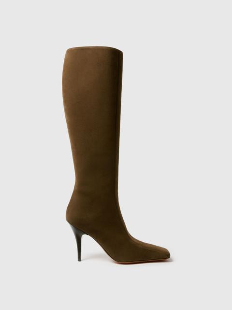 Stella McCartney Square-Toe Suede Knee-High Stiletto Boots