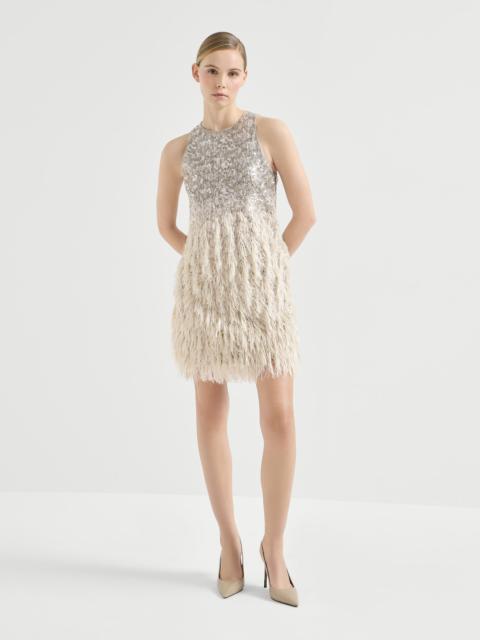 Brunello Cucinelli Dazzling dégradé mini dress in cotton and silk fil coupé