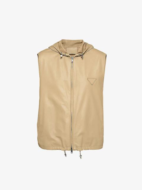 Prada Sleeveless boxy-fit leather hooded vest