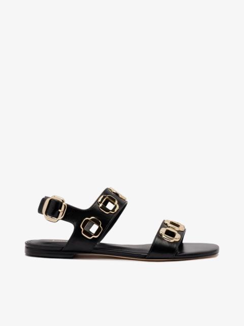 Larroudé Milan Flat Sandal In Black Leather