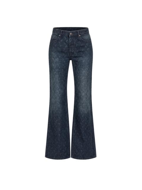 Marine Serre MOON LASER DARK BLUE WASH BOOTCUT JEANS