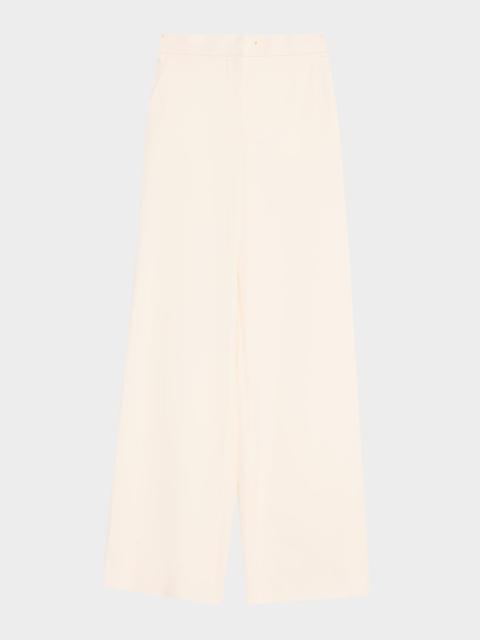 Max Mara Dentice Wide-Leg Stretch Cotton Twill Pants