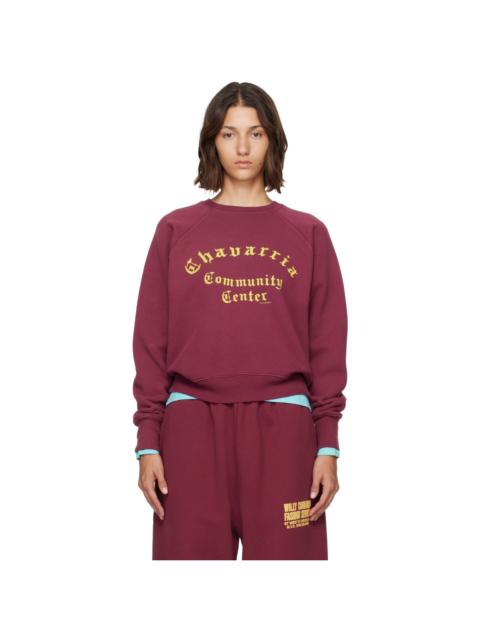 WILLY CHAVARRIA Burgundy 'Community Center' Raglan Sweatshirt