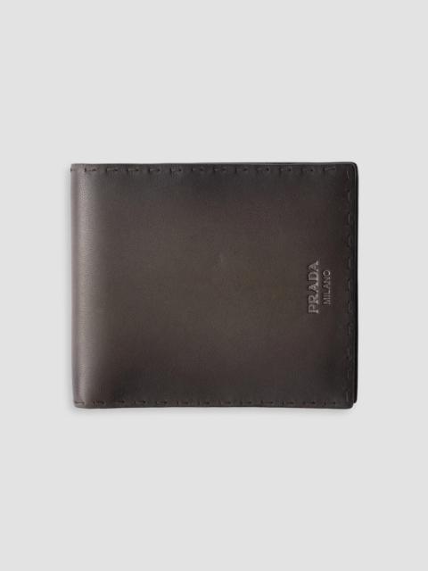 Prada Men's Antiqued Leather Wallet - Brown
