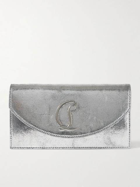 Christian Louboutin Loubi54 embellished metallic cracked-leather shoulder bag Silver