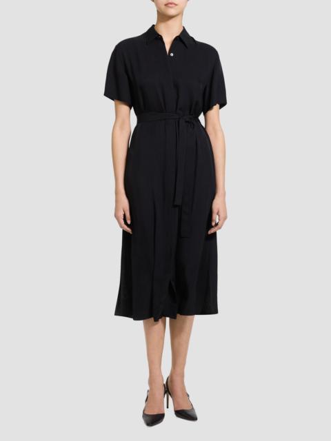 Theory Women's Belted Twill Midi Shirtdress - Black