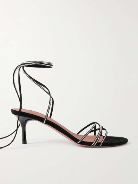 Lori Lace Up crystal-embellished suede sandals Black