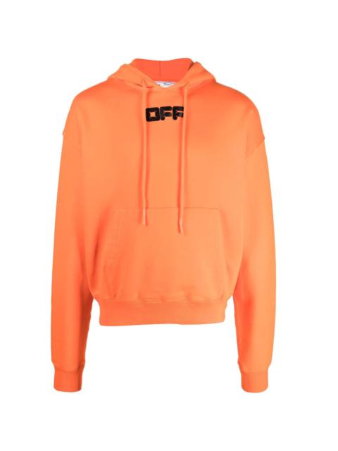 Off-White logo-print drawstring cotton hoodie
