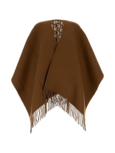 FENDI Biscuit Wool Blend Reversible Cape