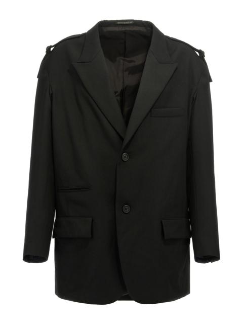 Yohji Yamamoto Single-Breasted Blazer With Strap Detail