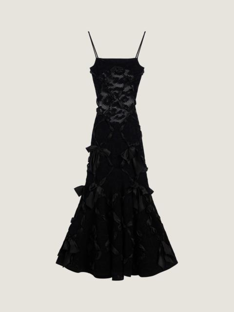 Givenchy SLICED LONG DRESS IN LEOPARD LACE WITH RIBBONS