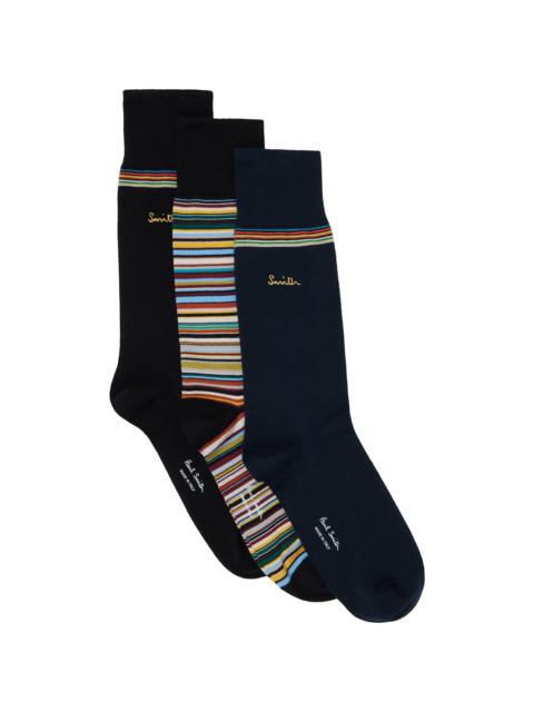 Paul Smith Three-Pack Multicolor 'Artist Stripe' Socks