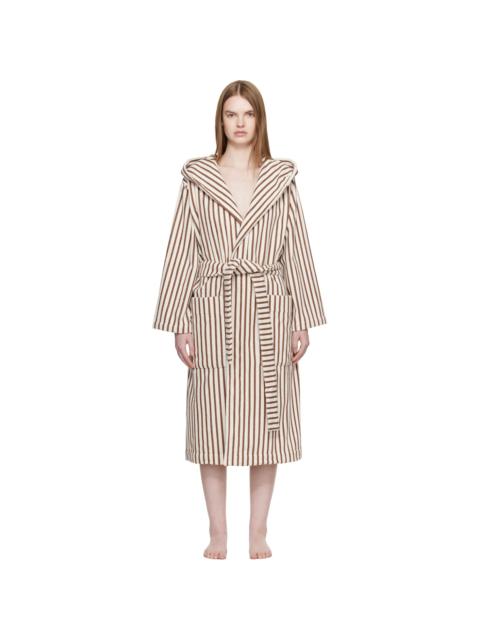 TEKLA Off White & Brown Terry Hooded Bathrobe