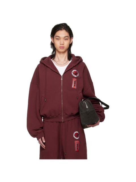 LU'U DAN BRUCE LEE x LỰU ĐẠN Burgundy Zip Hoodie
