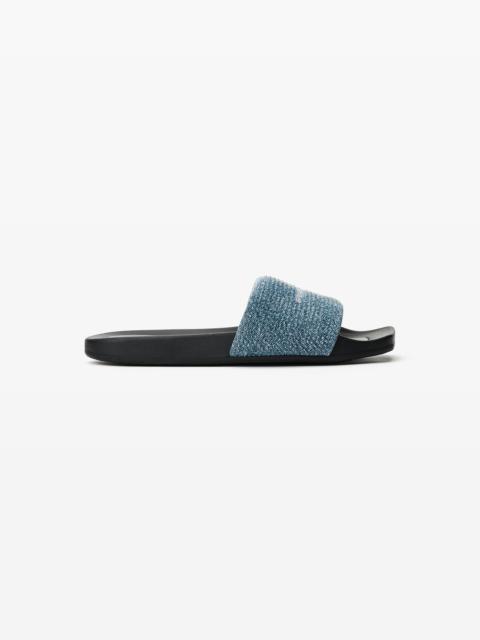Alexander Wang CRYSTAL DENIM AW POOL SLIDE