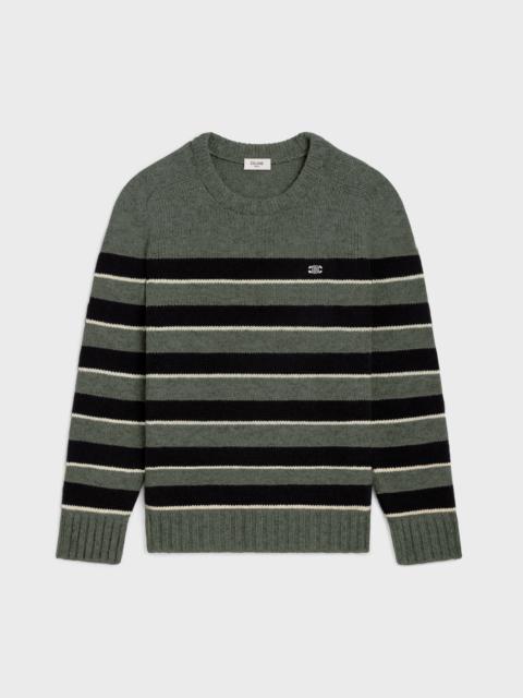 CELINE striped triomphe crew neck sweater in wool