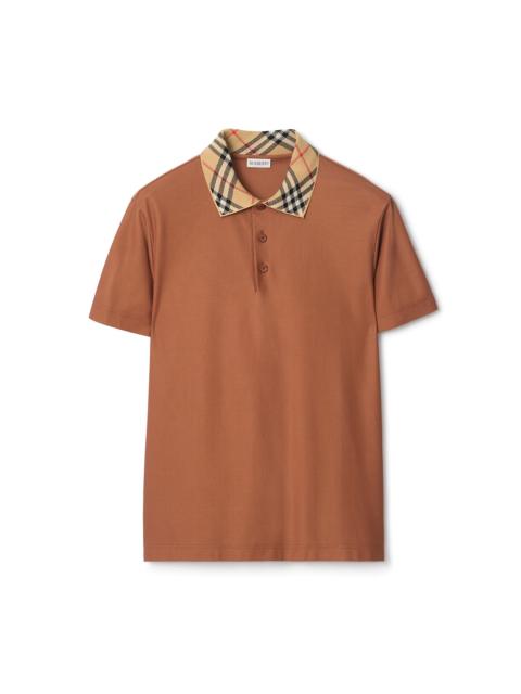 Burberry Check Collar Cotton Polo Shirt