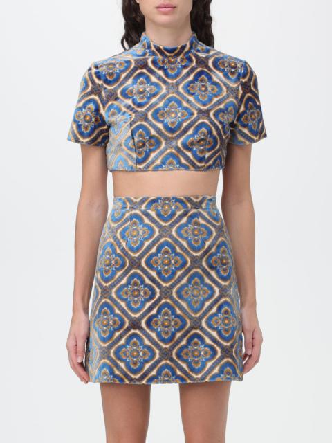 Etro top in viscose and cotton jacquard velvet