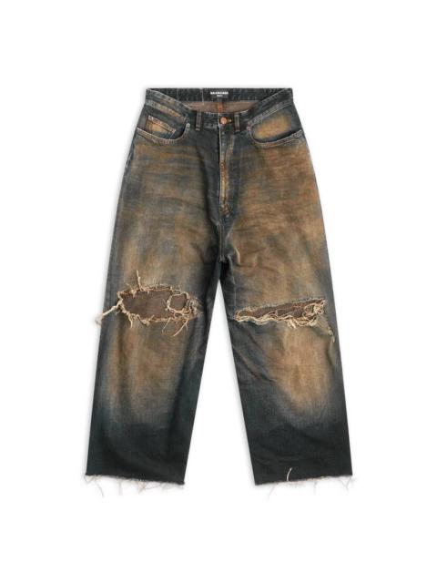 BALENCIAGA Men's Destroyed Skater Jeans in Blue