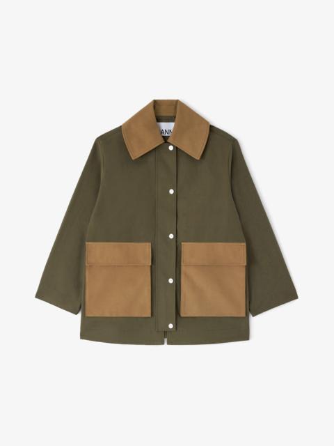 GANNI JACKET IN GREEN CANVAS