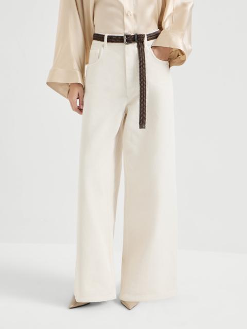 Dyed denim relaxed trousers with monili