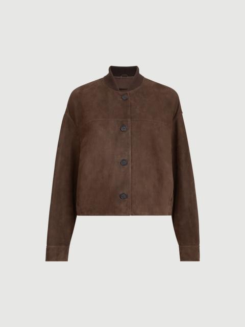 Brunello Cucinelli Couture suede outerwear jacket with monili