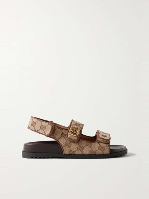 GUCCI Moritz embellished canvas-jacquard slingback sandals