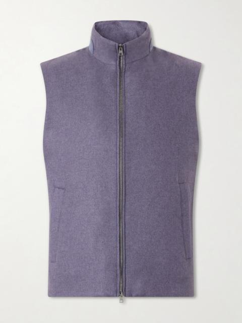 Herno Leather Trimmed Silk and Cashmere-Blend Vest