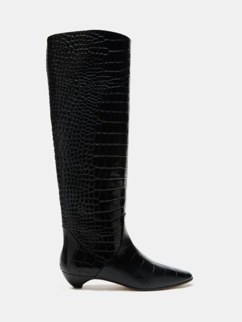 LE MONDE BÉRYL Allegra Riding Boot / Coco Black Leather Croc Effect