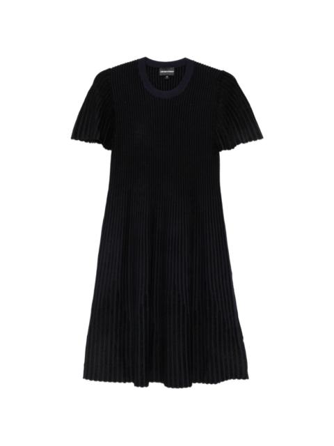 EMPORIO ARMANI ribbed-knit short-sleeve midi dress
