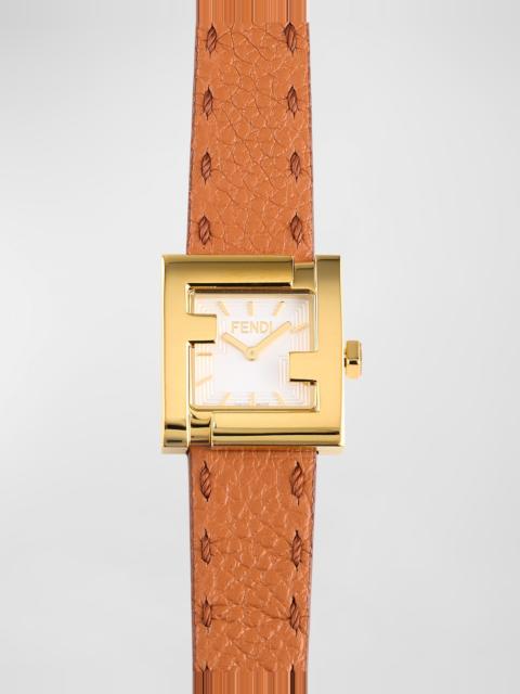 FENDI Square Face Leather Strap Watch