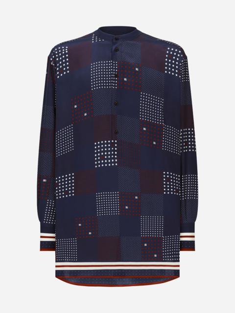 Dolce & Gabbana Printed silk shirt with Mandarin collar