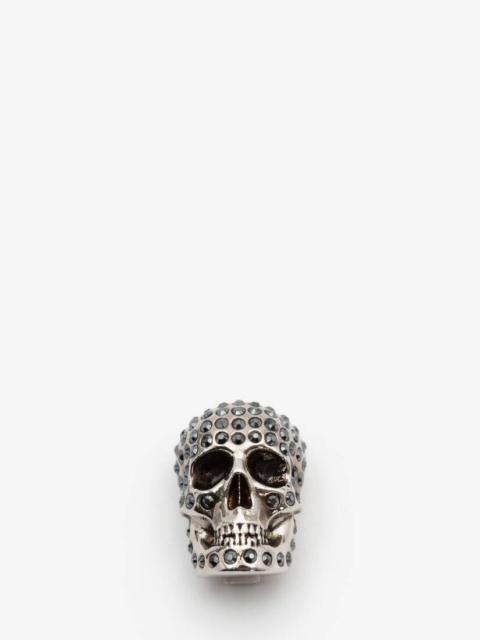 Pave Skull Sneaker Charm in Antique Silver