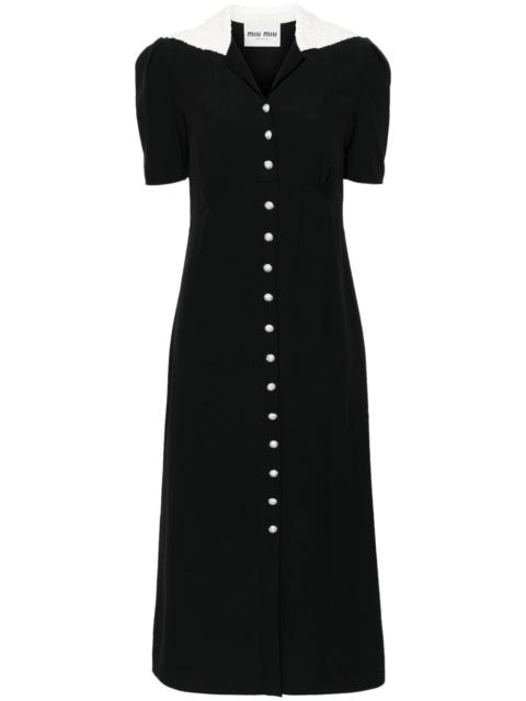 Miu Miu crystal-embellished crepe flared dress
