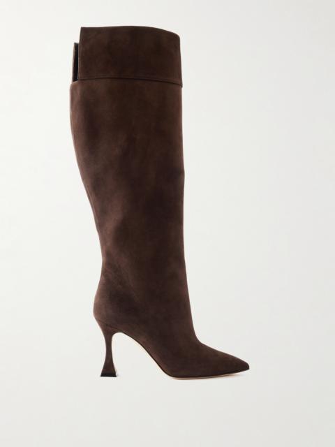 Manolo Blahnik Miralonepla 90 Suede Knee Boots