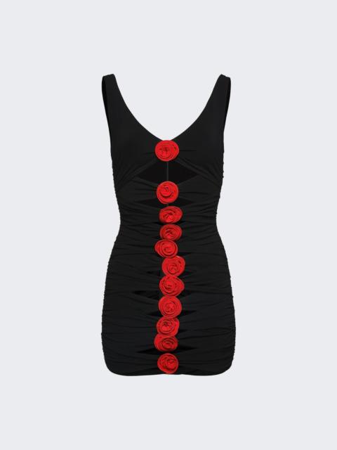 Contrast Bandage Flower Dress Black