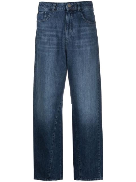 EMPORIO ARMANI wide-leg cropped denim culottes