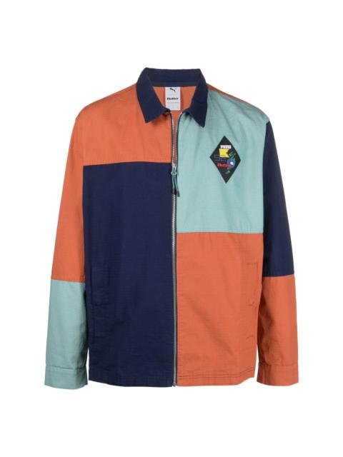 colour-block zipped shirt jacket