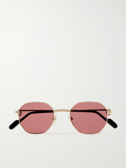 Cartier Hexagon-frame Gold-tone Sunglasses